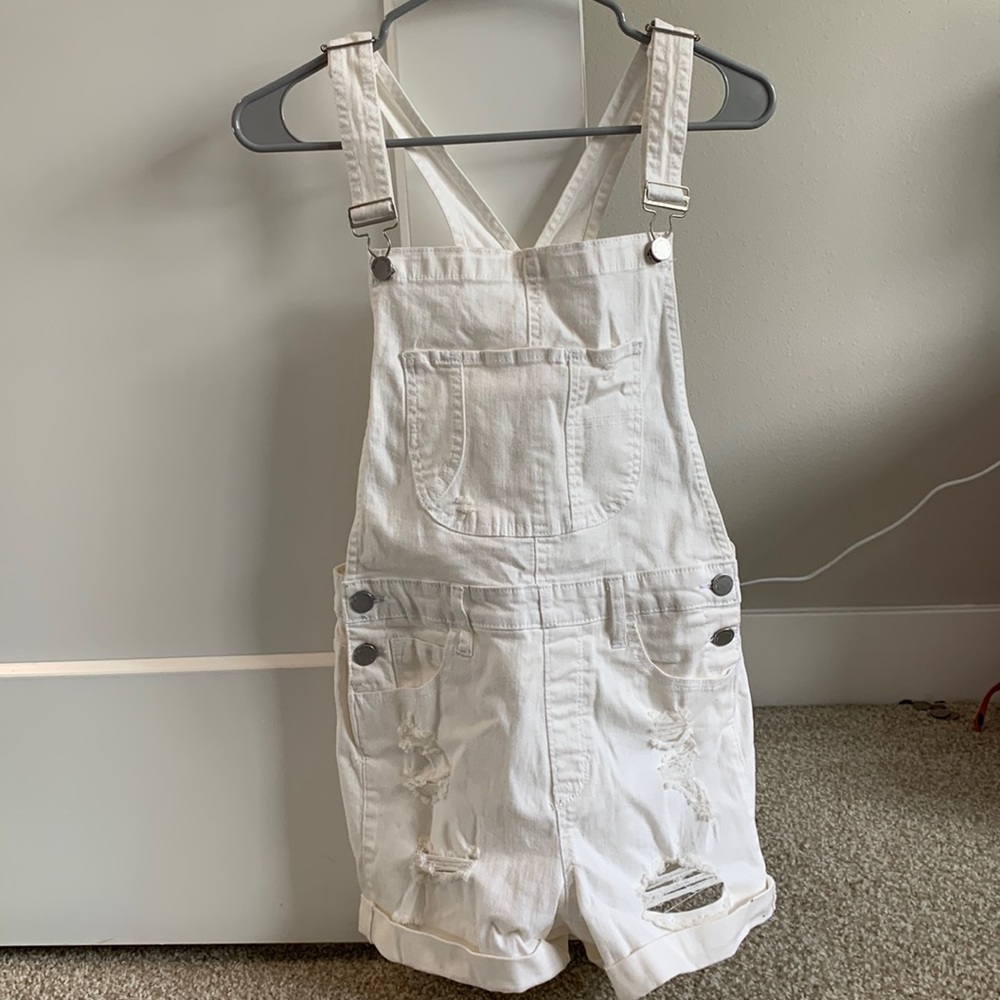 Black Label White Denim Overalls